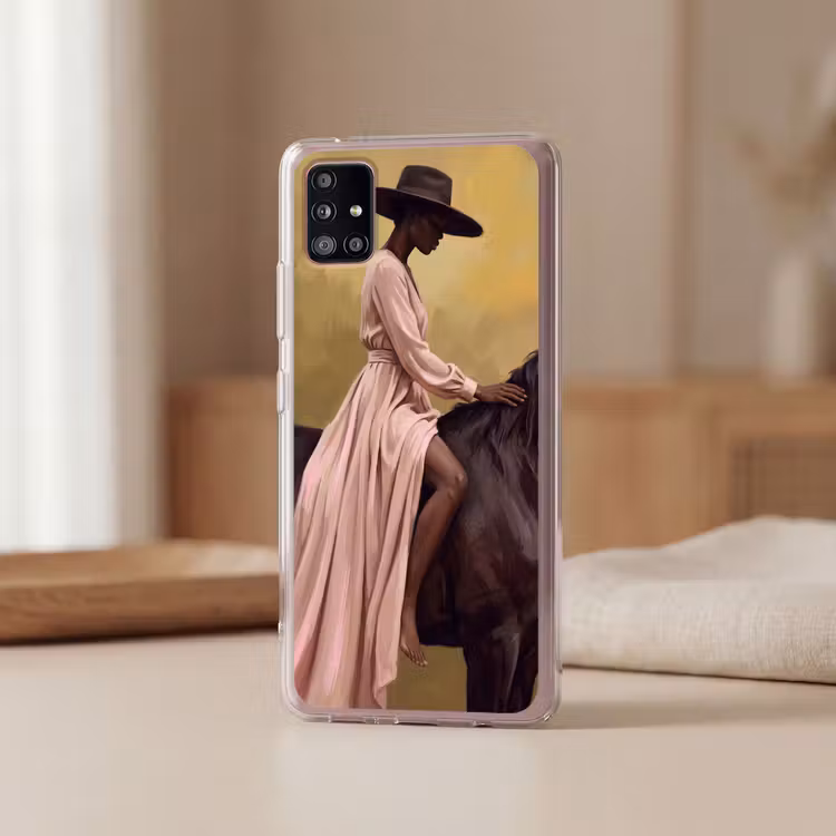 Paard - Klassiek - Oker Telefoonhoesje Samsung Galaxy A51 5G klein -sfeer2