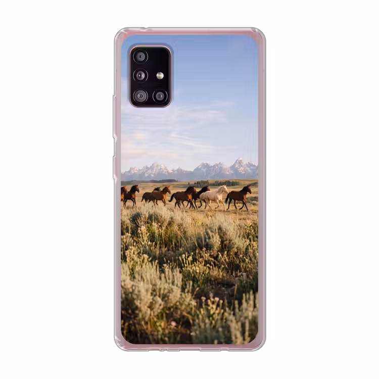 Paarden - Kudde - Bergen - Vrijheid - Wild Telefoonhoesje Samsung Galaxy A51 5G klein -3d