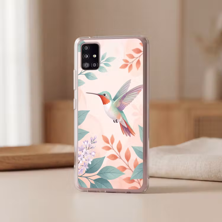 Kolibrie - Vliegen - Natuur - Illustratie - Kleurrijk Telefoonhoesje Samsung Galaxy A51 5G klein -sfeer2