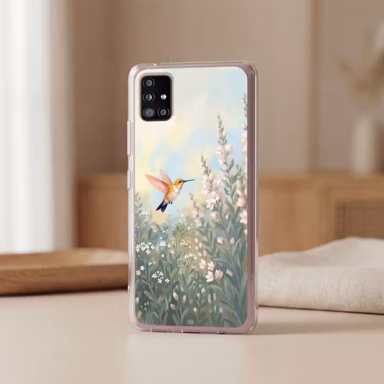 Kolibrie - Illustratie - Kleurrijk Telefoonhoesje Samsung Galaxy A51 5G klein -sfeer2