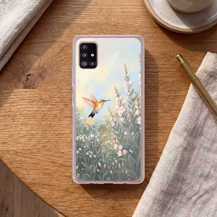 Kolibrie - Illustratie - Kleurrijk Telefoonhoesje Samsung Galaxy A51 5G klein -sfeer1