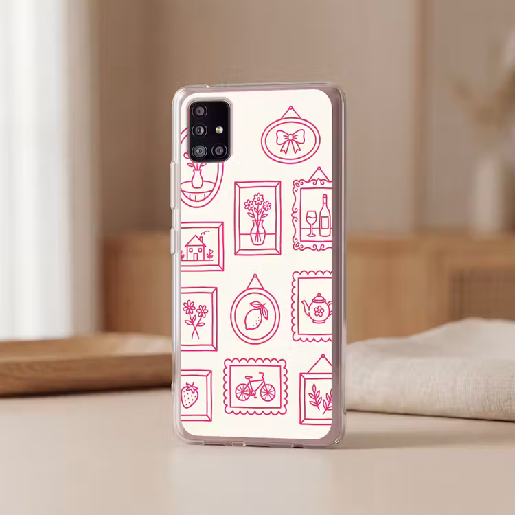 Illustratie - Collectie - Kunst - Minimalistisch - Roze Telefoonhoesje Samsung Galaxy A51 5G klein -sfeer2