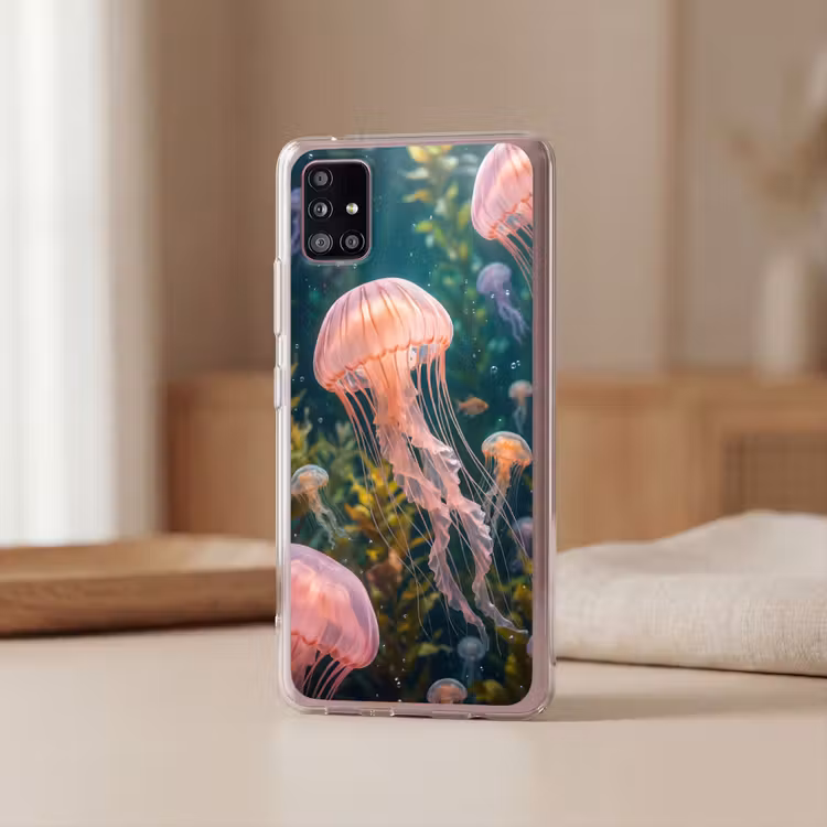 Kwal - Roze - Onderwater - Zeeleven - Dieren Telefoonhoesje Samsung Galaxy A51 5G klein -sfeer2