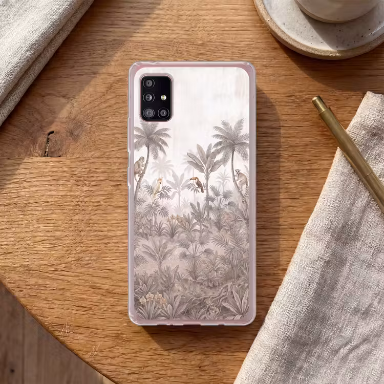 Jungle - Dieren - Palmbomen Telefoonhoesje Samsung Galaxy A51 5G klein -sfeer1