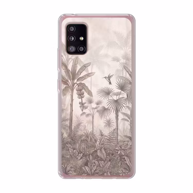 Jungle - Banenboom - Kolibrie - Beige Telefoonhoesje Samsung Galaxy A51 5G klein -3d
