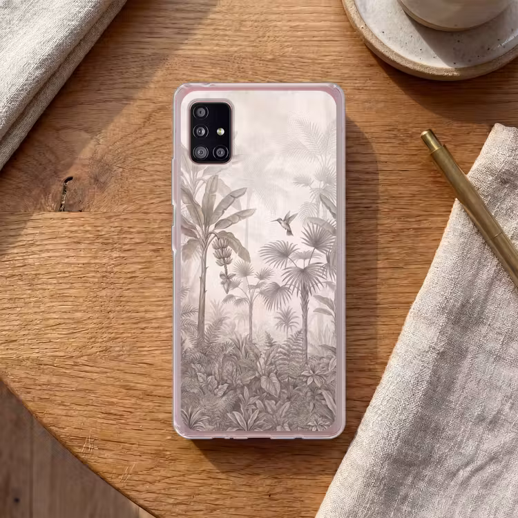 Jungle - Banenboom - Kolibrie - Beige Telefoonhoesje Samsung Galaxy A51 5G klein -sfeer1