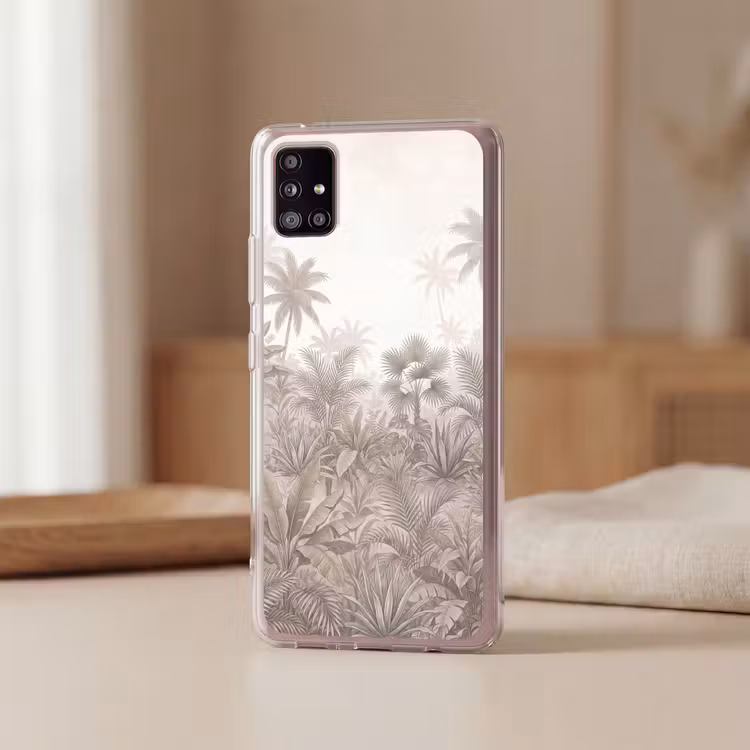 Jungle - Tropisch - Natuur -Vintage - Beige Telefoonhoesje Samsung Galaxy A51 5G klein -sfeer2
