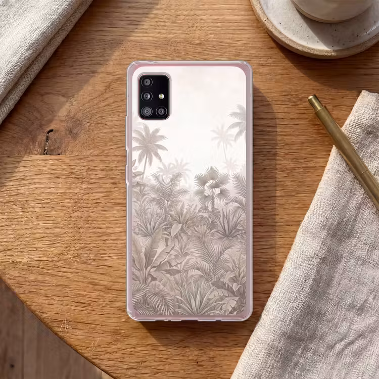 Jungle - Tropisch - Natuur -Vintage - Beige Telefoonhoesje Samsung Galaxy A51 5G klein -sfeer1