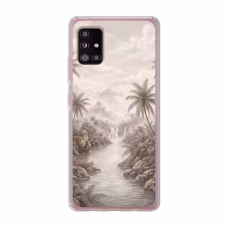 Jungle - Watervallen - Tropisch - Illustratie Telefoonhoesje Samsung Galaxy A51 5G klein -3d