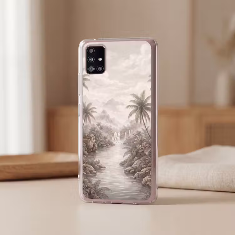 Jungle - Watervallen - Tropisch - Illustratie Telefoonhoesje Samsung Galaxy A51 5G klein -sfeer2
