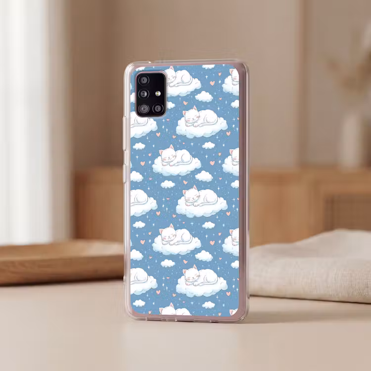 Kitten - Wolken - Blauw Telefoonhoesje Samsung Galaxy A51 5G klein 373 -sfeer2