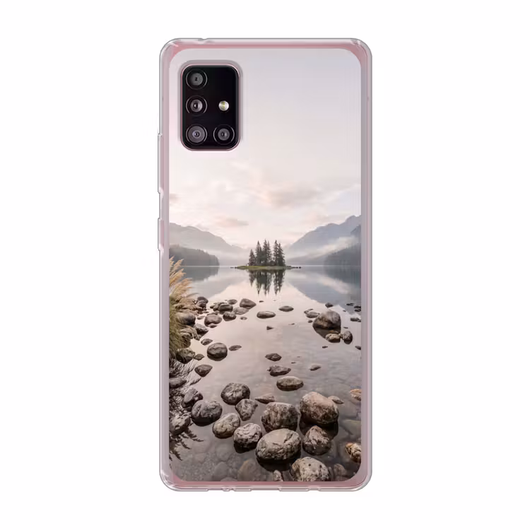 Meer - Bergen - Landschap - Groen Telefoonhoesje Samsung Galaxy A51 5G klein -3d