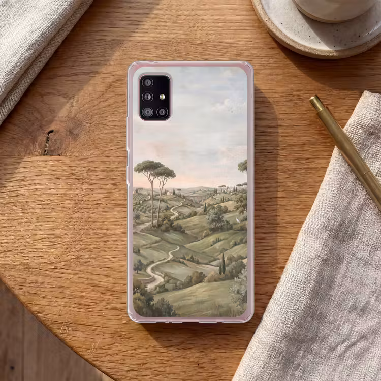 Landschap - Heuvels - Zandpad - Groen Telefoonhoesje Samsung Galaxy A51 5G klein -sfeer1