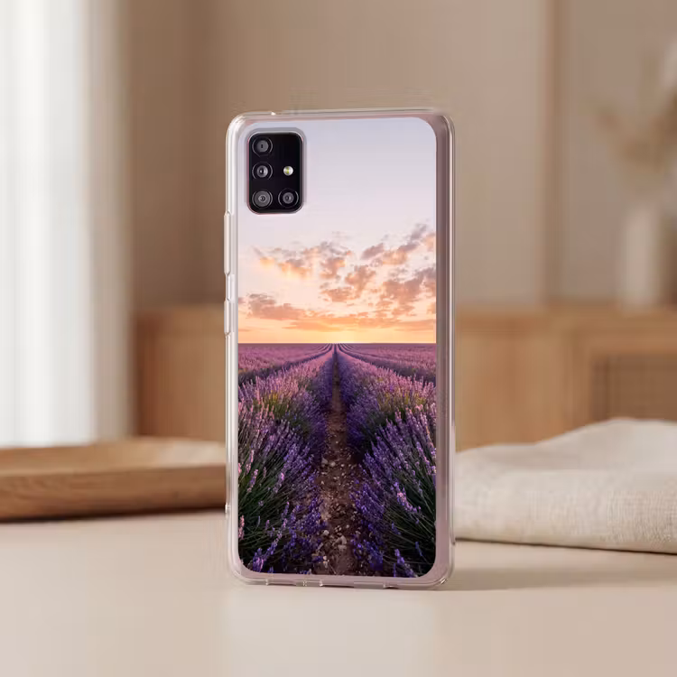 Landschap - Lavendelveld - Paars Telefoonhoesje Samsung Galaxy A51 5G klein -sfeer2