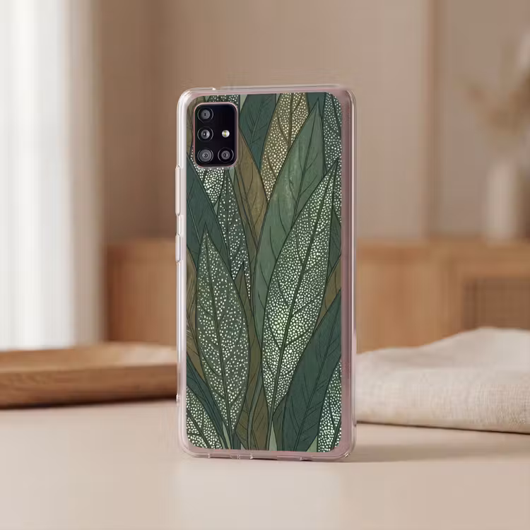 Bladeren - Patroon - Gestippeld - Natuur - Groen Telefoonhoesje Samsung Galaxy A51 5G klein -sfeer2