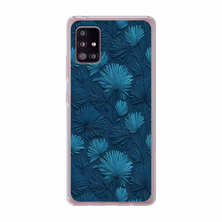 Bladeren - Reliëf - Patroon - Oceaanblauw - Modern Telefoonhoesje Samsung Galaxy A51 5G klein 373 -3d