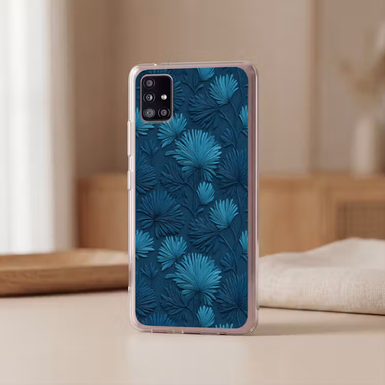 Bladeren - Reliëf - Patroon - Oceaanblauw - Modern Telefoonhoesje Samsung Galaxy A51 5G klein 373 -sfeer2