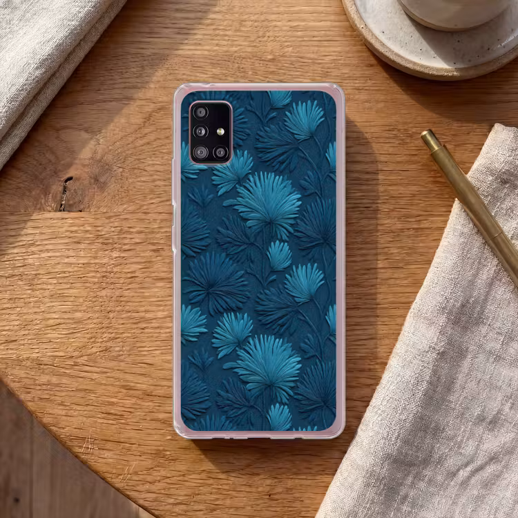 Bladeren - Reliëf - Patroon - Oceaanblauw - Modern Telefoonhoesje Samsung Galaxy A51 5G klein 373 -sfeer1