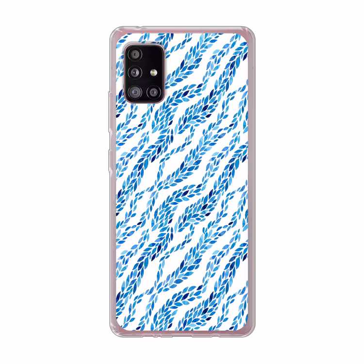 Bladeren - Aquarel - Patroon - Modern - Blauw Telefoonhoesje Samsung Galaxy A51 5G klein -3d