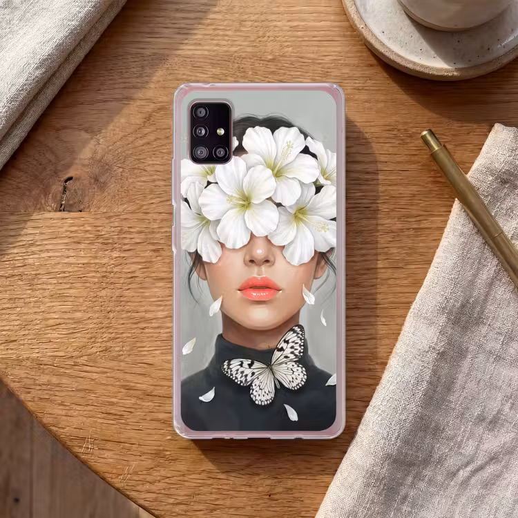 Lelies - Portret - Wit Telefoonhoesje Samsung Galaxy A51 5G klein -sfeer1