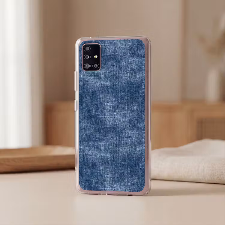 Linnen - Textuur - Patroon - Denim - Rustiek Telefoonhoesje Samsung Galaxy A51 5G klein 373 -sfeer2