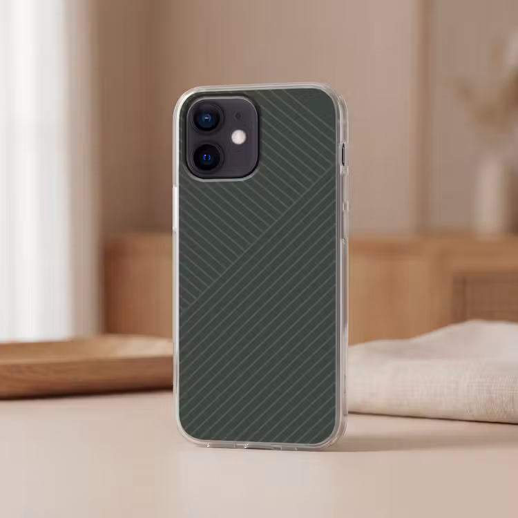 Lijnen - Abstract - Groen - Minimalistisch Telefoonhoesje iPhone 12 Mini klein -sfeer2
