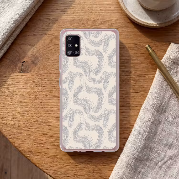 Lijnen - Patroon - Beige - Minimalistisch Telefoonhoesje Samsung Galaxy A51 5G klein 373 -sfeer1