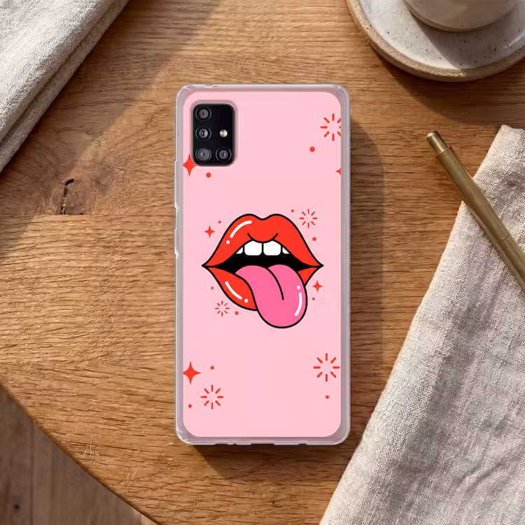 Lippen - Tong - Pop-art - Kleurrijk - Roze Telefoonhoesje Samsung Galaxy A51 5G klein -sfeer1