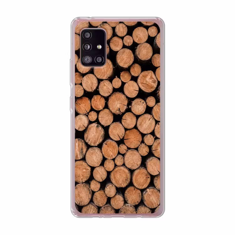 Houtblokken - Textuur - Patroon - Bruin - Rustiek Telefoonhoesje Samsung Galaxy A51 5G klein -3d
