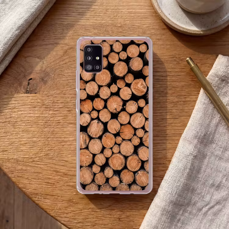 Houtblokken - Textuur - Patroon - Bruin - Rustiek Telefoonhoesje Samsung Galaxy A51 5G klein -sfeer1