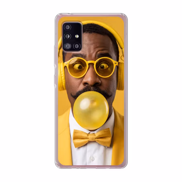 Man - Bubblegum - Portret - Geel - Modern Telefoonhoesje Samsung Galaxy A51 5G klein -3d