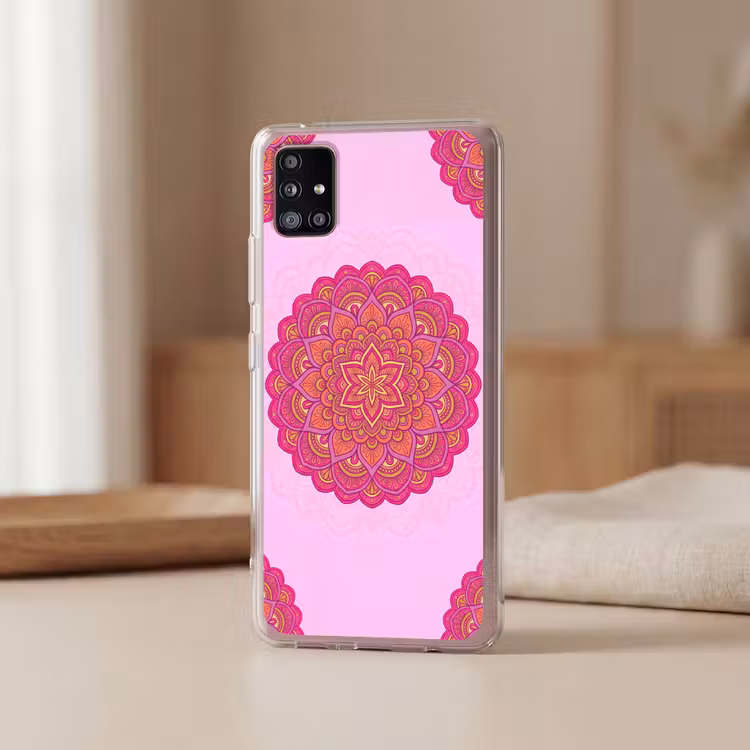 Mandala - Cirkel - Spiritueel - Oosters - Roze Telefoonhoesje Samsung Galaxy A51 5G klein -sfeer2
