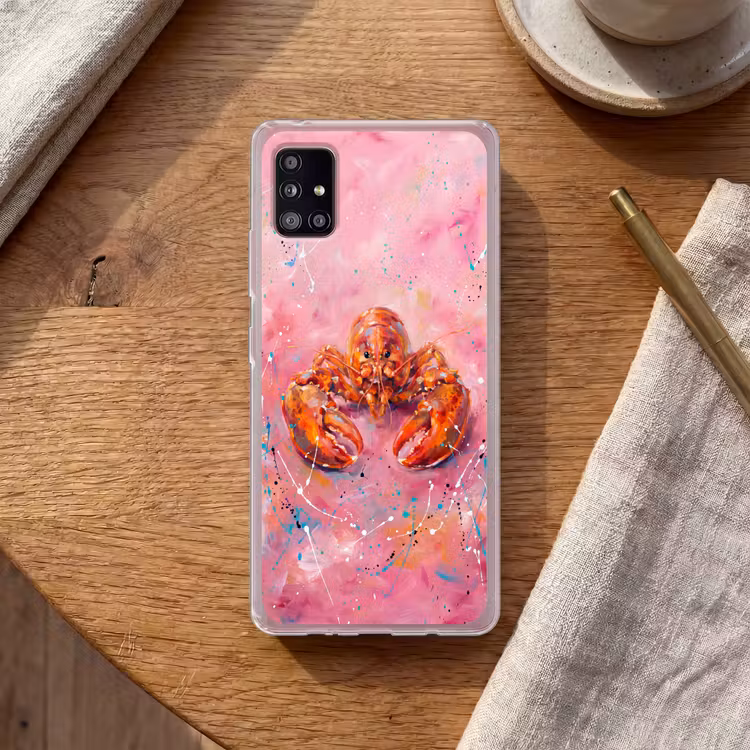 Zeeleven - Kreeft - Spatters - Abstract - Roze Telefoonhoesje Samsung Galaxy A51 5G klein -sfeer1