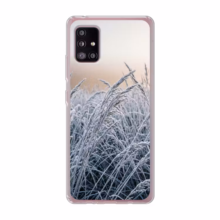 Rijp - Gras - Kristallen - Winter - Minimalistisch Telefoonhoesje Samsung Galaxy A51 5G klein -3d