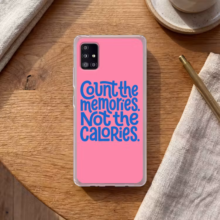 Memories - Roze - Blauw - Quote Telefoonhoesje Samsung Galaxy A51 5G klein -sfeer1