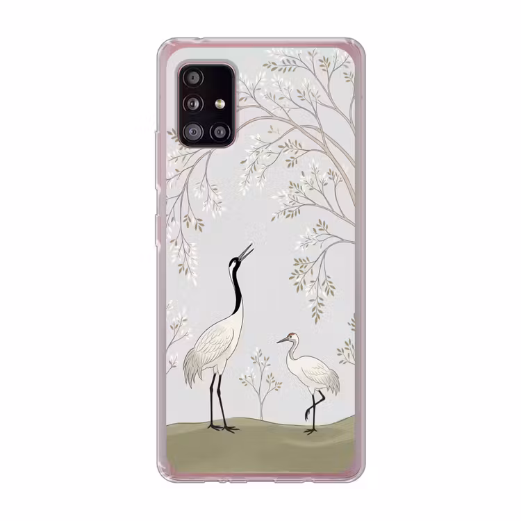 Minimalistisch - Kraanvogels - Blauw Telefoonhoesje Samsung Galaxy A51 5G klein -3d