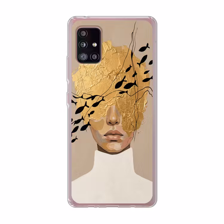 Modern - Vrouw - Goud Telefoonhoesje Samsung Galaxy A51 5G klein -3d