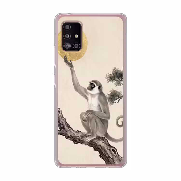 Aap - Maan - Goud Telefoonhoesje Samsung Galaxy A51 5G klein -3d