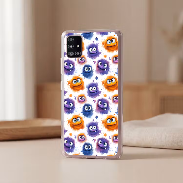 Monstertjes - Aquarel - Kleurrijk Telefoonhoesje Samsung Galaxy A51 5G klein 373 -sfeer2