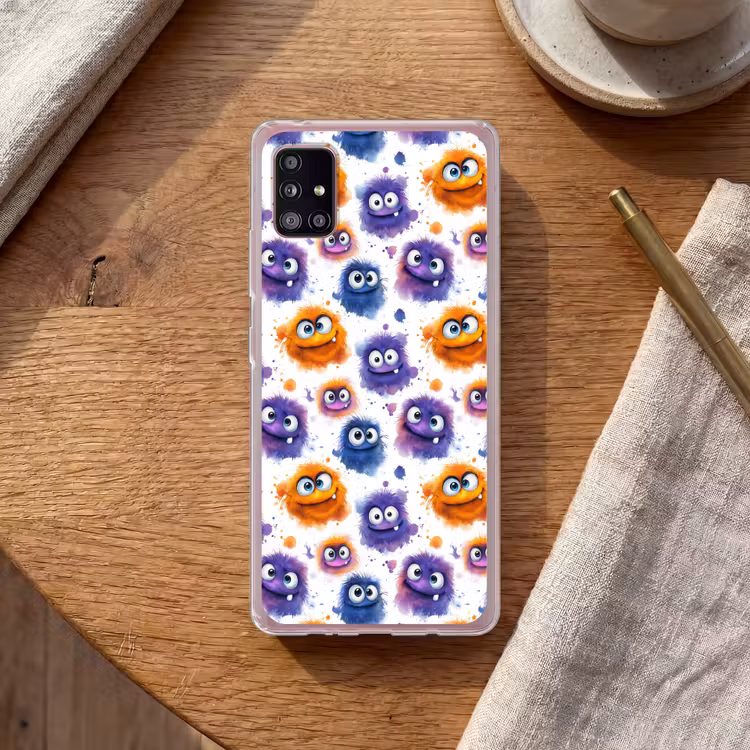 Monstertjes - Aquarel - Kleurrijk Telefoonhoesje Samsung Galaxy A51 5G klein 373 -sfeer1