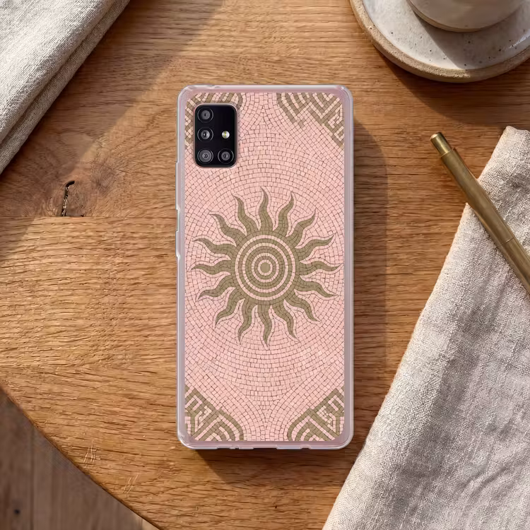 Mozaïek - Zon - Patroon - Klassiek - Roze Telefoonhoesje Samsung Galaxy A51 5G klein -sfeer1