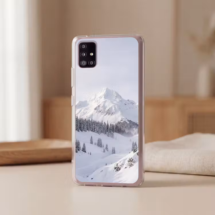 Berg - Sneeuw - Winter - Natuur - Wit Telefoonhoesje Samsung Galaxy A51 5G klein -sfeer2