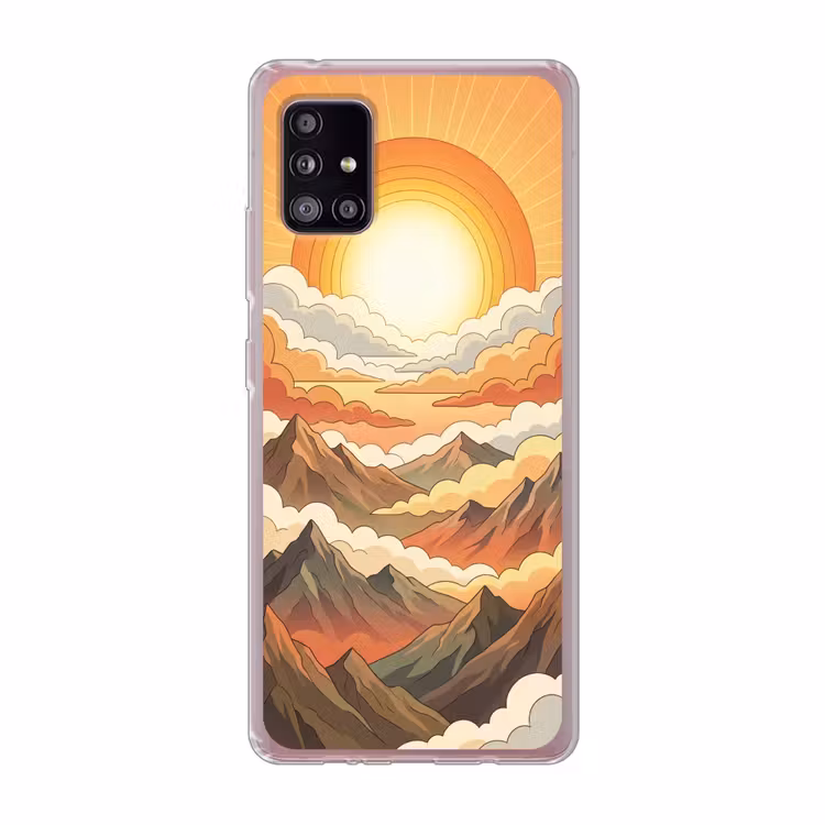Bergen - Wolken - Natuur - Zonsopgang - Oranje Telefoonhoesje Samsung Galaxy A51 5G klein -3d