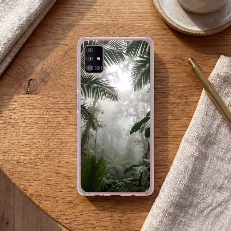 Natuur - Jungle - Mist - Groen - Bladeren Telefoonhoesje Samsung Galaxy A51 5G klein -sfeer1