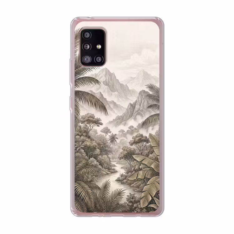 Natuur - Bergen - Rivier - Tropisch - Vintage Telefoonhoesje Samsung Galaxy A51 5G klein -3d
