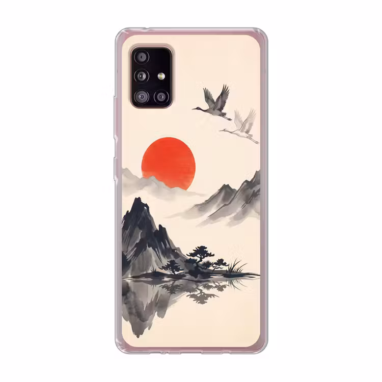 Oosters - Kraanvogels - Landschap Telefoonhoesje Samsung Galaxy A51 5G klein -3d