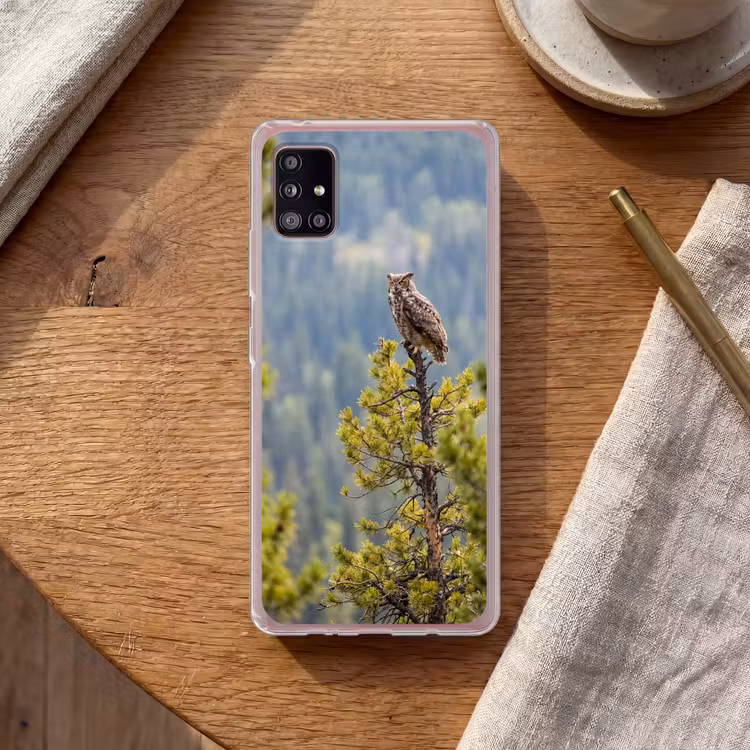 Uil - Oehoe - Bomen - Natuur Telefoonhoesje Samsung Galaxy A51 5G klein -sfeer1