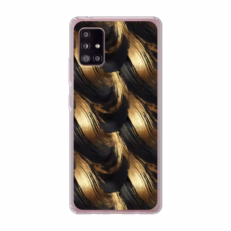 Verfstreken - Abstract - Goud - Zwart Telefoonhoesje Samsung Galaxy A51 5G klein 373 -3d