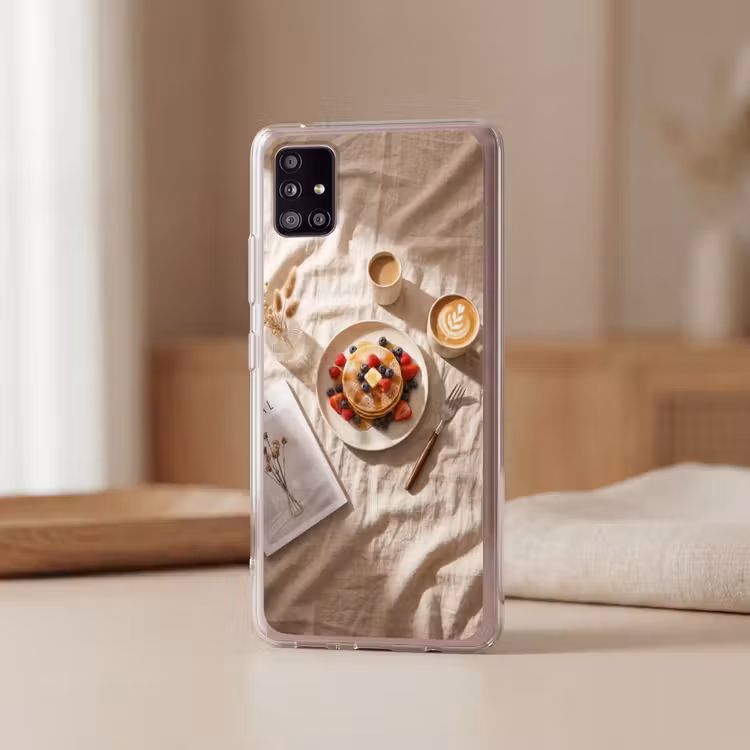Pannenkoeken - Bessen - Ontbijt - Modern - Beige Telefoonhoesje Samsung Galaxy A51 5G klein -sfeer2