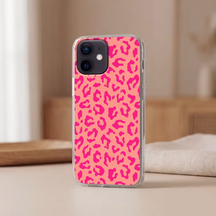 Panterprint - Roze - Dierenprint - Minimalistisch Telefoonhoesje iPhone 12 Mini klein -sfeer2